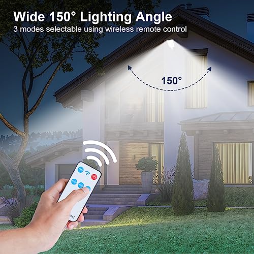 AITERMOND Solar Outdoor Lights Motion Sensor Dusk to Dawn Wall Lamp, IP66 Waterproof Solar Powered Security Flood Light with Remote Control for Yard, Garden, Garage (1 Pack)