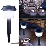 6 Pack Outdoor Solar Path Lights – Waterproof Solar Garden Landscape Lights for Outdoor Yard Pathway Driveway Walkway Sidewalk Patio Lawn Lighting Illumination, Auto On/Off Cool White