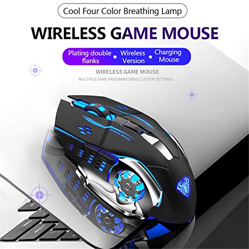 AULA SC100 LED Gaming Mouse Wireless, with Side Buttons, USB Receiver, 2.4G Cordless