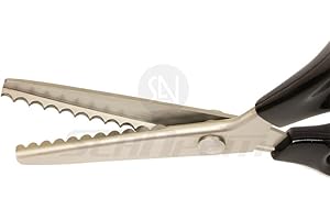 Fabric Pinking Shears - Serrated Scalloped Stainless Steel Professional Sewing Scissors for Leather, Tailoring, Paper Crafts 
