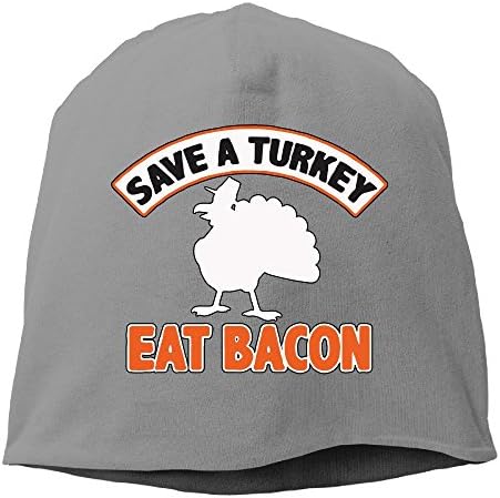 Save A Turkey Eat Bacon Pork Funny Thanksgiving Women/Men Wool Hat Soft Stretch Beanies Skull Cap Unisex