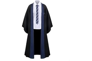 EIRIEN Magician Robe Wizard School Costume Cloak Adult Men Boys Hooded Magic Wand Cape Halloween Cosplay Witch Outfit