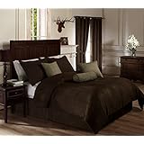 Chezmoi Collection 7 Pieces Chocolate Brown Microsuede Comforter