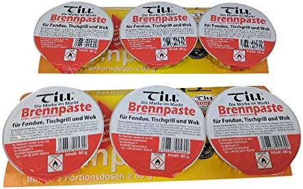 Till Brennpaste Fondue Gel/Paste Chafing Dish Burner Fuel 6 x 80g Pots, TWO PACK, White