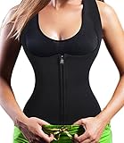 Neoprene Sauna Suit Tank Top Vest with Zipper Waist Trimmer Belt for Women