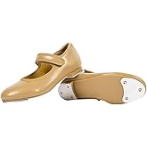 Asyusyu Tap Shoes for Girls & Toddler Girls | Black/Tan Dance Shoes | PU Leather | Practice & Performance (Size 5-13 Toddler/Little Kid/Big Kid)