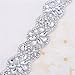 Bridal Rhinestone Appliques, FANGZHIDI 23.4 Inches Silver Beaded Patches with Sparkle Clear Crystal Stone and Pearls- Best for DIY on Wedding Dress, Sew on or Iron on Bridal Belt Sash, Wedding Cake