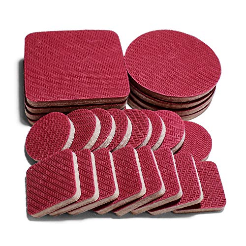 Non-Slip Furniture Pads for Hardwood Floors - 24 Pieces - Square, Round Combo Pack - Protect Hardwood Floors from Scratches and Stop Furniture from Sliding