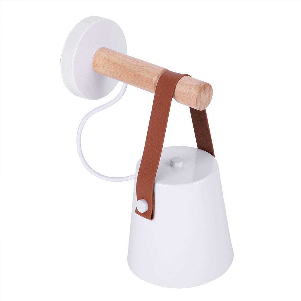 Zerodis Wall Light Sconce Modern Wooden Iron Led Wall Lamps Minimaslist E27 Wall Lamp Light Fixture for Living Room Bedrooms Bedside Study Porch Corridor (White)