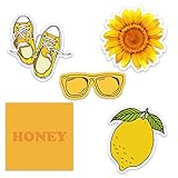 Cute Yellow Aesthetic Vinyl Laptop and Water Bottle Decal Sticker Pack for Girls, Made in US
