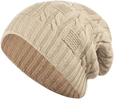 Motaierly Women's&Men's Fashion Winter Chunky Cable Knit Beanie Hat Double Layers Warm Skully Cap