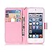 for iPod Touch 6 Case, Alkax Premium PU Leather Wallet Kickstand Magnet Flip Stand Protective Cover with Card ID Card Slots for Apple iPod Touch 5 6th Generation (2 Hot Pink Owl)