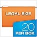 Pendaflex SureHook Reinforced Hanging Folders, Legal Size, Orange, 1/5 Cut, 20 Per Box (6153 1/5 ORA)