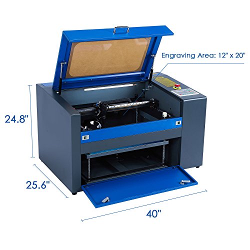 Orion Motor Tech 50W CNC CO2 Laser Engraving Cutting Machine, 110V Laser Engraver Cutter Printer for Wood, Glass, Acrylic DIY with Auxiliary Rotary Device(12 x 20 Inches Engraving Area)
