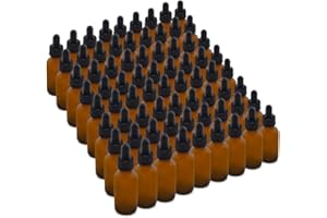 The Bottle Depot - 72 Pack - 1 oz Glass Bottle with Dropper - Amber Frosted - 20-400 Neck Finish - Boston Round Bottles - UV Rays Protection