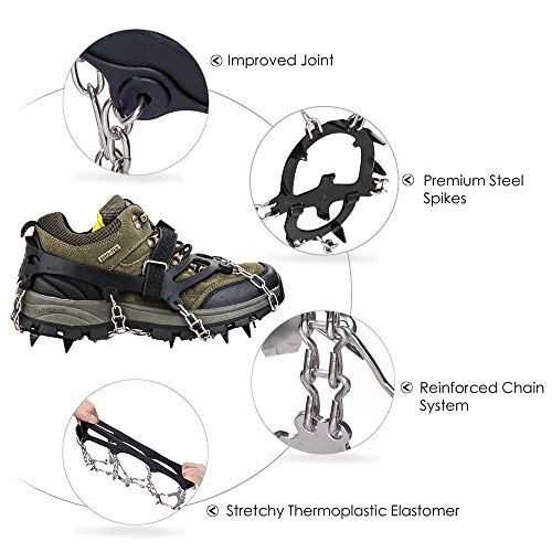 Dr. Prepare Ice Cleats, Ice Grippers & Crampons, Traction Cleats for Women Men Kids, Ice Spikes Snow Cleats Snow Grips for Shoes Boots, Ice Grips Microspikes for Hiking, Walking, Mud