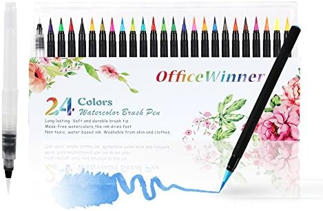 Brush Markers Easy To Use,24 Color Watercolor Brush Pens With Flexible Brush Tips
