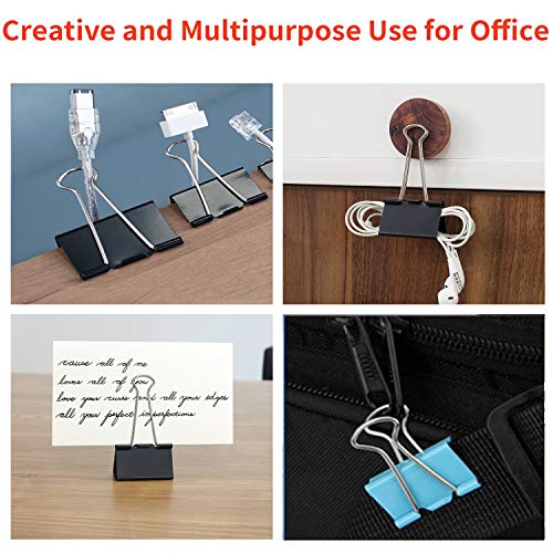 Clips,Large Binder Clips 2 inch Black | Jumbo Paper Clips Assorted Colors Large Paper Clips | Paper Clamps Large | Big Binder Clamps Extra Large for Office Supplies,School and Home Supplies(24 Pack) - Thumbnail 4