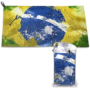 RIPO Brazil Flag Grunge Fast Drying Microfiber Towel Super Absorbent Suitable for Hiking,Travel,Camping, Beach,Backpacking,Gym,Sports,and Swimming 70x130cm
