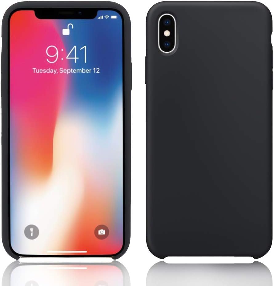 Lamzu iPhone XR Case/iPhone XR Cases, Soft Smooth Shockproof Silicone Rubber Case with Soft Fiber Lining Compatible with iPhone XR, Black,x6