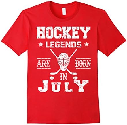 Mens Hockey Legends Are Born In July Birthday Gift T-shirt Small Red