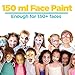 Face Paint Kit for Kids – 14 Premium Set, 12 Palette, 2 x .67 floz Black/White, 30 Stencils, 5 Brushes, Safe Kids Facepainting for Sensitive Skin, Professional Facepaints - Halloween Makeup Kit Body
