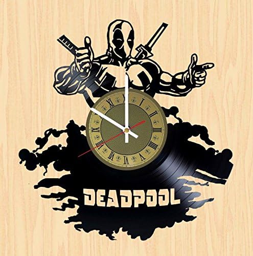 Deadpool vinyl wall clock - handmade artwork unique home bedroom living kids room nursery wall decor great gifts idea for birthday, wedding, anniversary - customize your (Gold/White)