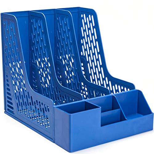 Leven Desk Organizer with Extra Storage Case, Large Space Desktop File Organizer with 3 Vertical Compartments for Office Organization