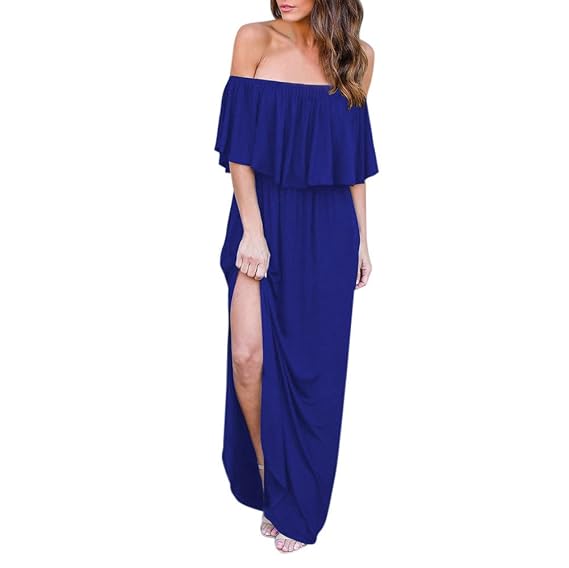 Aini Robe été Femme De Plage Robe Mi Longue à Volants Et