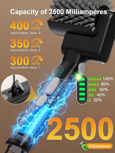 Aurviv Electric Grill Brush, 3-Speed Power Control Grill Brush for Outdoor Grill, Rechargeable BBQ Grill Brush, Cordless Grill Cleaning Brush with 2 Brush Head & Scouring Pad, Gifts for Men/Dad