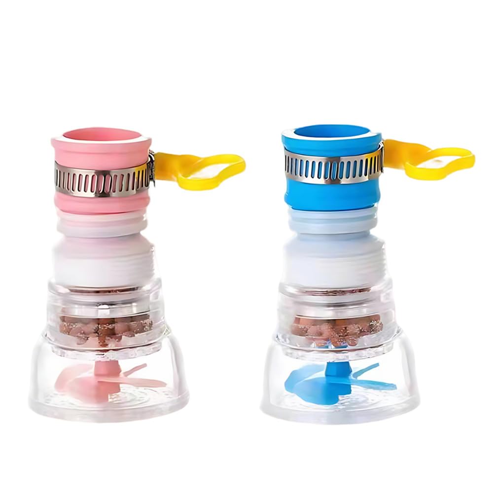 XINGSUI 2 Pcs Rotatable Splash-Proof Faucet Nozzle, Tap Filter, Tap Water Saving Device, 360°Rotatable, Faucet Water Purifier, Used in Kitchen, Bathroom and Shower Room Folding Faucet (Pink, Blue)