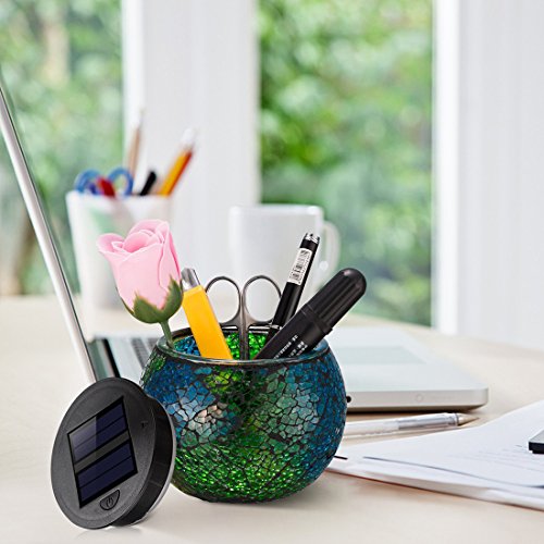 Solar Glass Ball Table Lamp Mosaic Lights 2 Pack Waterproof Night Light for Home, Garden, Patio Decoration,Ideal Gifts (Multicolor) - Thumbnail 3