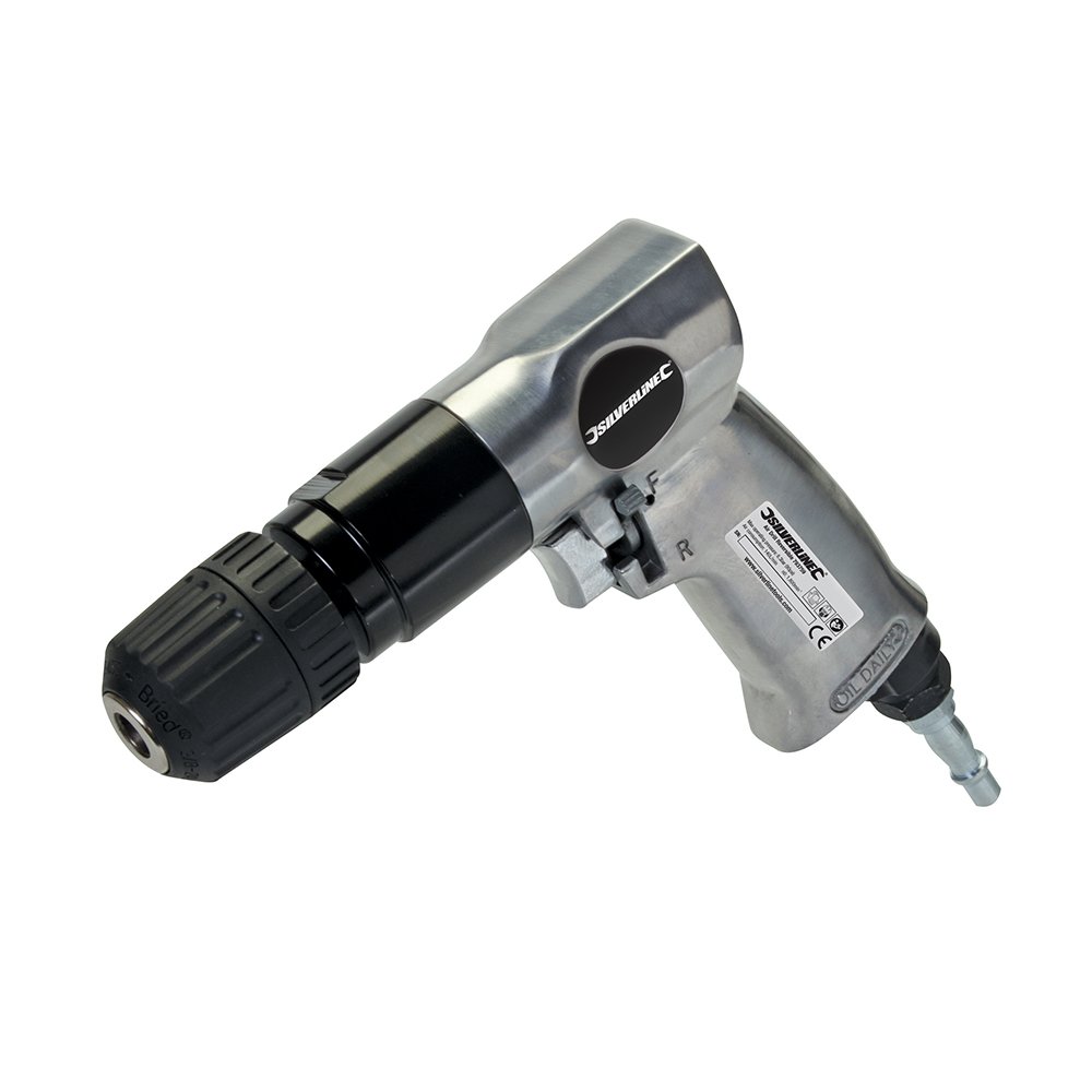 Silverline Air Drill Reversible – 10mm Chuck, Pneumatic Power Tool for Drilling & Screwdriving (793759)