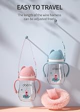 Oberni Baby Sippy Cup with Handle & Strap 270ml Pink Tritan BPA-Free view 2