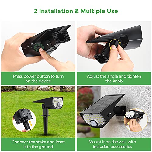 LITOM 30 LEDs Solar Motion Sensor Landscape Spotlights, IP67 Waterproof