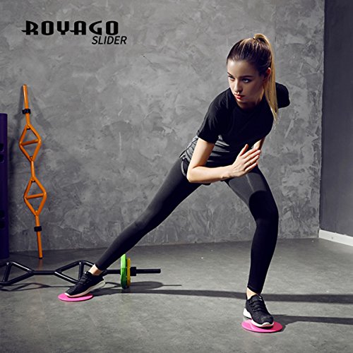 Royago Exercise Fitness Sliders Dual Sided Sliding Discs for Gliding Discs Exercise to Enhance Coordination of Whole Body,Abdominal Exercise Equipment,Perfect for Carpet or Hardwood Floors (Black)