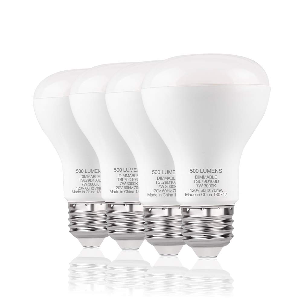 GALYGG R20 Dimmable LED Bulb 7W (50 Watt Equivalent) 500 Lumens 3000K (Warm White) E26 Medium Screw Base Flood Light Bulbs - 4 Pack