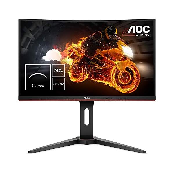 AOC Gaming C24G1 - 24 Inch FHD Curved Monitor, 144Hz, 1ms, VA, AMD FreeSync, Height Adjust, FlickerFree (1920 x 1080…