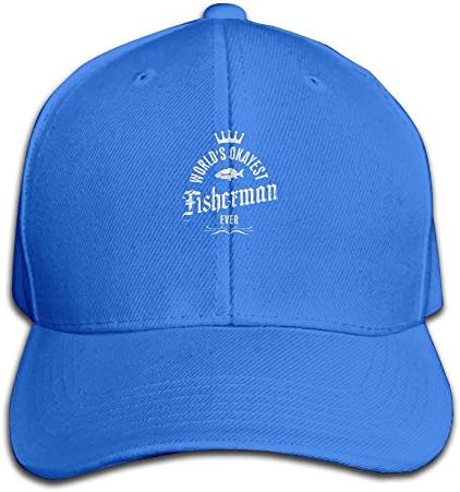 EstherMorrison World's Okayest Fisherman Easy Adjustable Men's Nature Cap Polo Style Low Profile Gifts Adults RoyalBlue