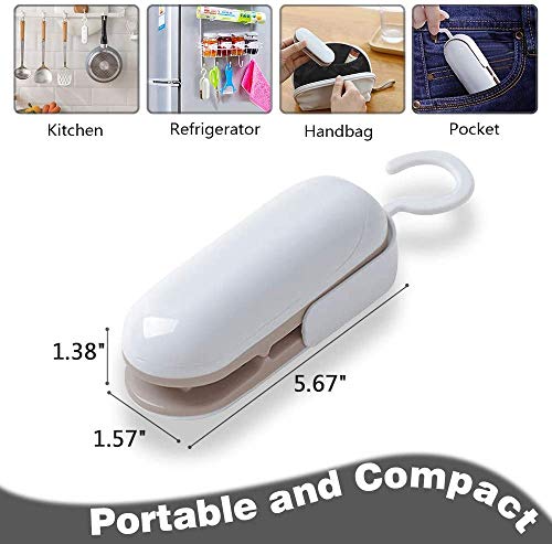 Mini Bag Sealer Handheld, 2 in 1 Heat Sealer and Cutter Portable Sealer with Hook for Plastic Bags Food Storage Snacks Bag (Battery Not Included)