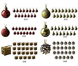 christmas tree decorations gold red white