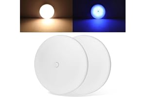 ULITECO RV Puck Light 5Inch, Dimmable RV Light Fixture 12V, Camper Interior Light with Inbuilt Dimmer Switch, RV Ceiling Light for Boat Camper Trailer Car(Dimmable Warm White& Blue Nightlight, 2PCS)