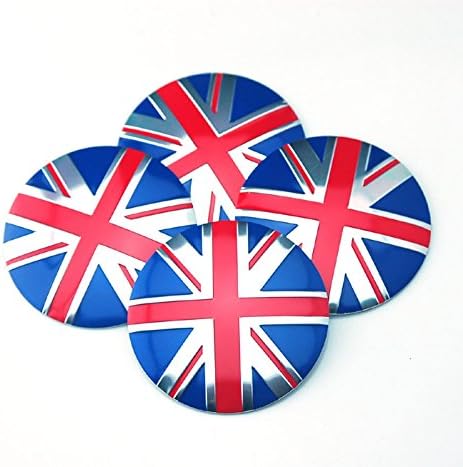 4pcs D014 56.5mm Emblem Badge Sticker Wheel Hub Caps Center Cover Flag UK BRITISH MINI JAGUAR COOPER