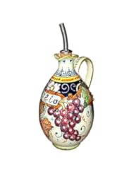 Guild Product: CERAMICHE DARTE PARRINI - Italian Ceramic Art Pottery Oil Cruet Bottle Decorated Grape Hand Painted Made in ITALY Tuscan