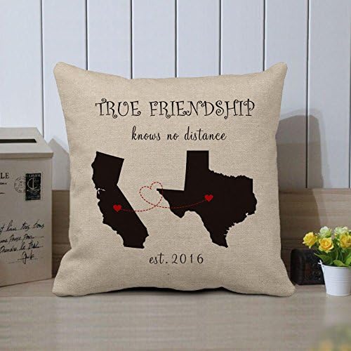 Custom Friendship Pillow Cover ,Personalized BBF Gift Pillow Long Distance Friendship Pillow Cover Best Friend Gift Boyfriend Gifts Going Away Gift