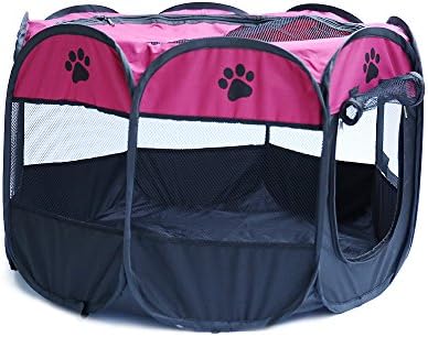 MESASA Portable Foldable Pet Playpen, Indoor/Outdoor, Dog/Cat/Puppy Exercise pen Kennel, Removable Mesh Shade Cover, dog pop up silhouettes pet pen (M, #3)