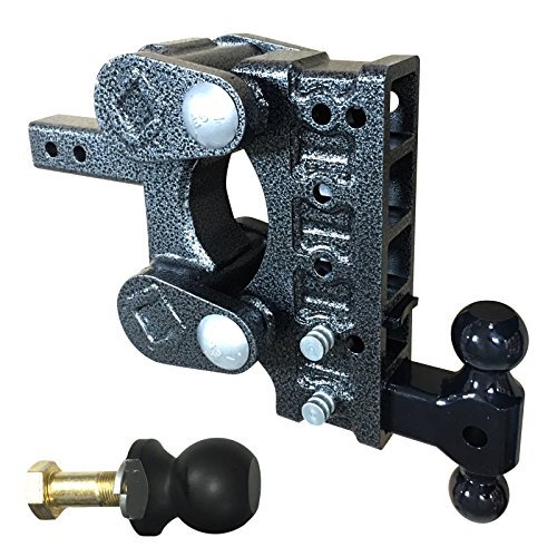 Tor Cushion Adjustable Drop Hitch 2" Receiver Class V 16,000lb Towing Gh 1225 Pintle Ring Tri Ball Mount 7.5" Drop Hitch, Rubber Torsion Spring Ride