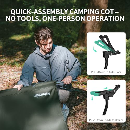 Naturehike Ultralight Folding Camping Cot, Aluminum Lightweight Portable Compact Bed for Camping, Hike, Backpack
