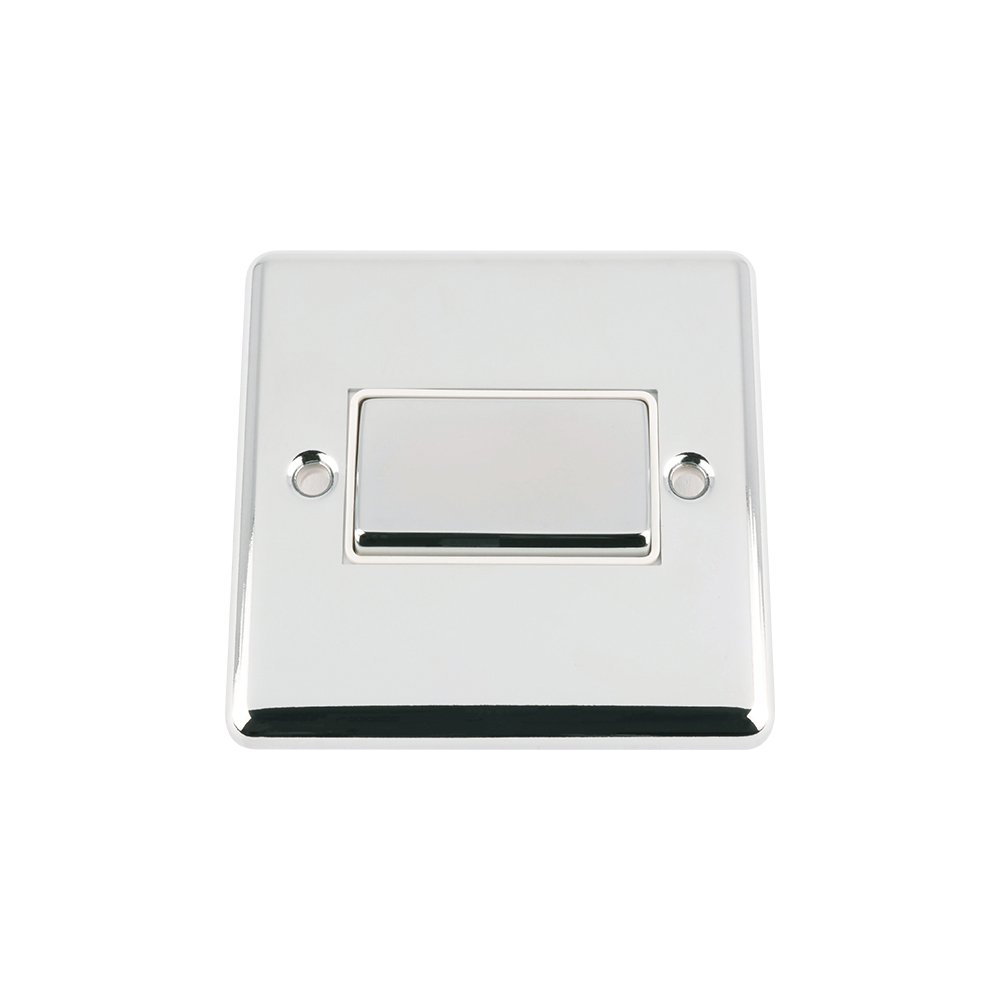 A5 Products FIS3PCCWC Fan Isolator Polished Chrome - Classic - White Insert Metal Rocker Switch - Fan Isolating 3 Triple Pole Switch, Medium