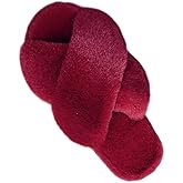 LZLER Women’s Cross Band Slippers, Soft Plush Fleece Lightweight Non Slip Open Toe Flip Flop Shoes House Indoor Outdoor Fur Fuzzy Slippers